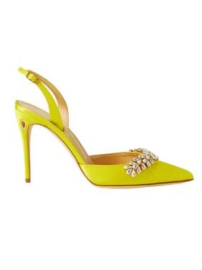 Jennifer Chamandi Embellished Yellow Slingback Heels Size 40 EU / US 10